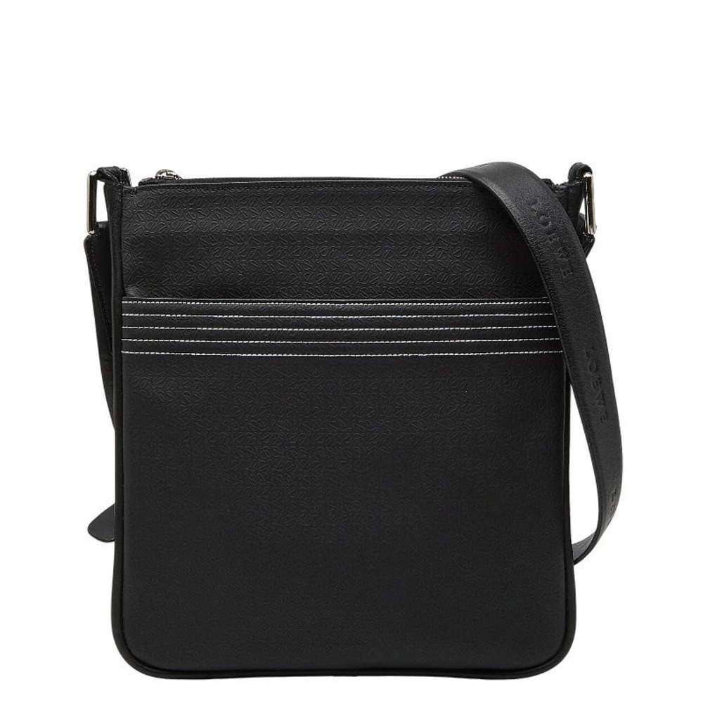 Loewe Repeat Anagram Shoulder Bag Black Leather